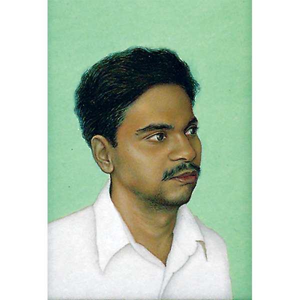 Male Portrait, 2005, tempra on wasli, aprox. 2.3" x 1"
