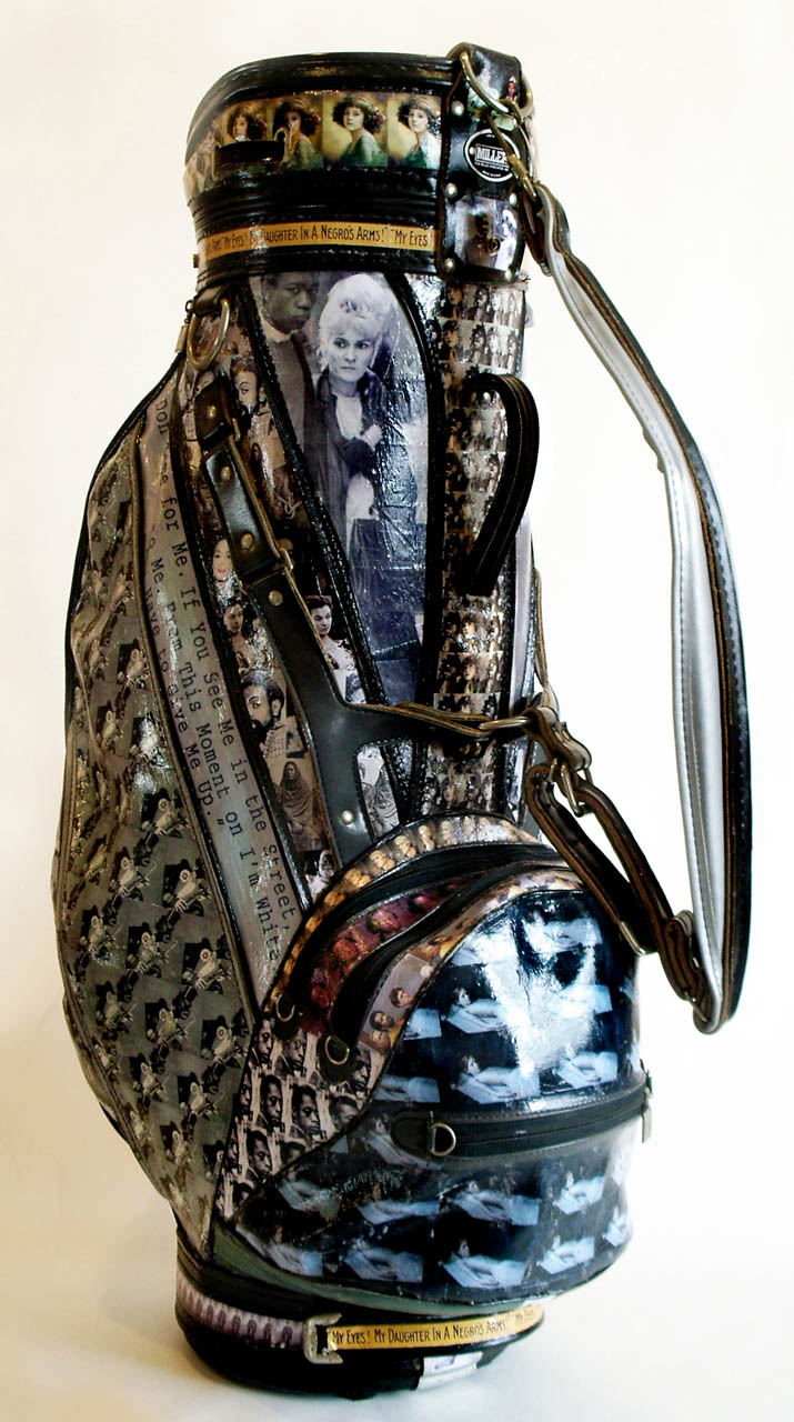 Saga Of The Mulatto, 2010, golf bag and collage